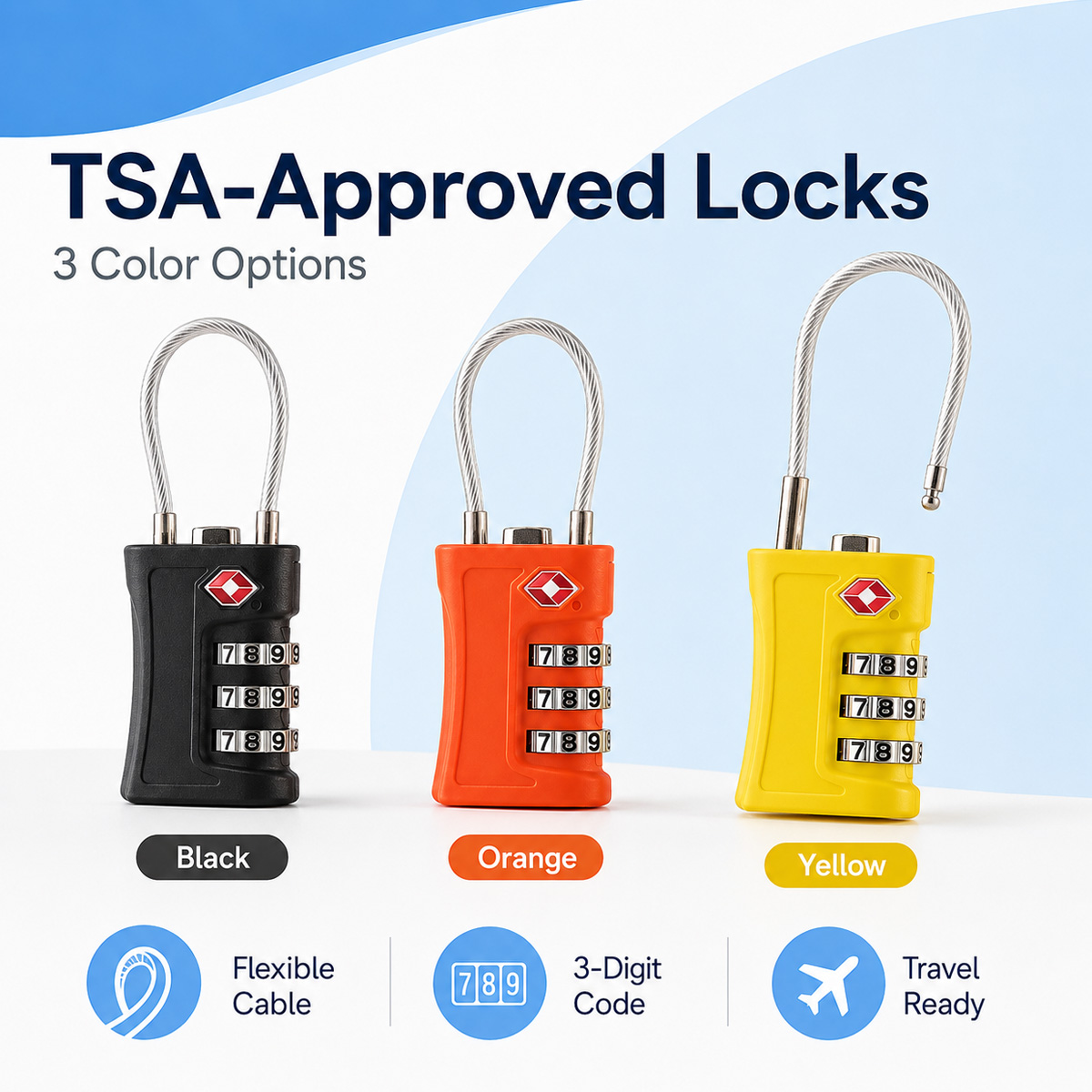TSA Approved Luggage Lock 3 Di - Home Gym Cable ulasan dan harga