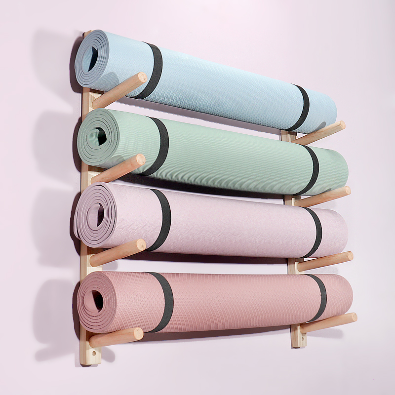 Wooden Yoga Mat Holder Wall Mo - Home Gym Yoga Storage ulasan dan harga