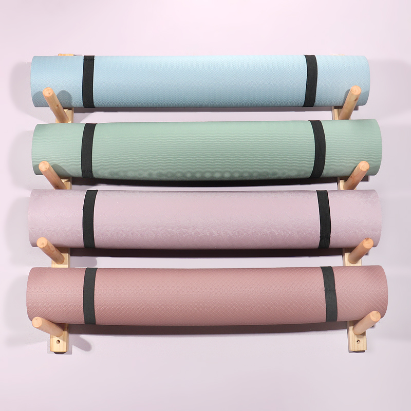 Wooden Yoga Mat Holder Wall Mo - Home Gym Yoga Storage ulasan dan harga