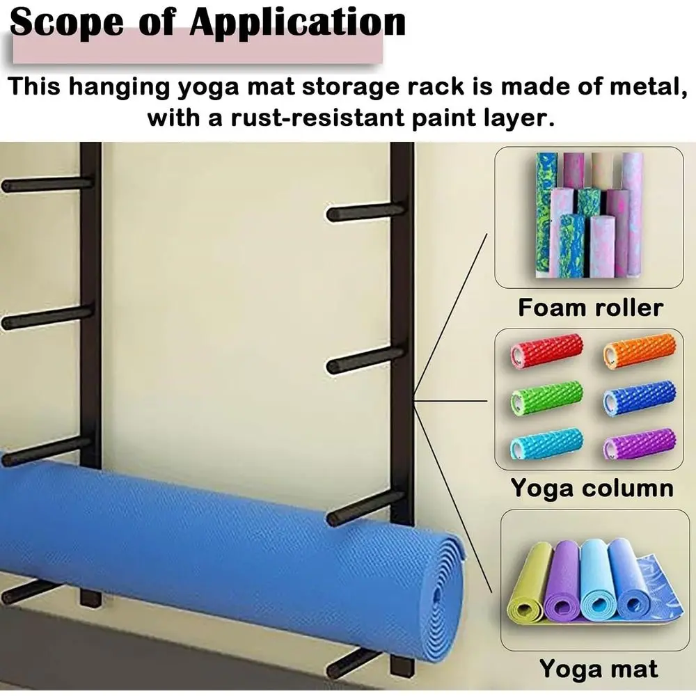 Wall-Mounted Metal Gym Rack fo - Home Gym Yoga Storage ulasan dan harga