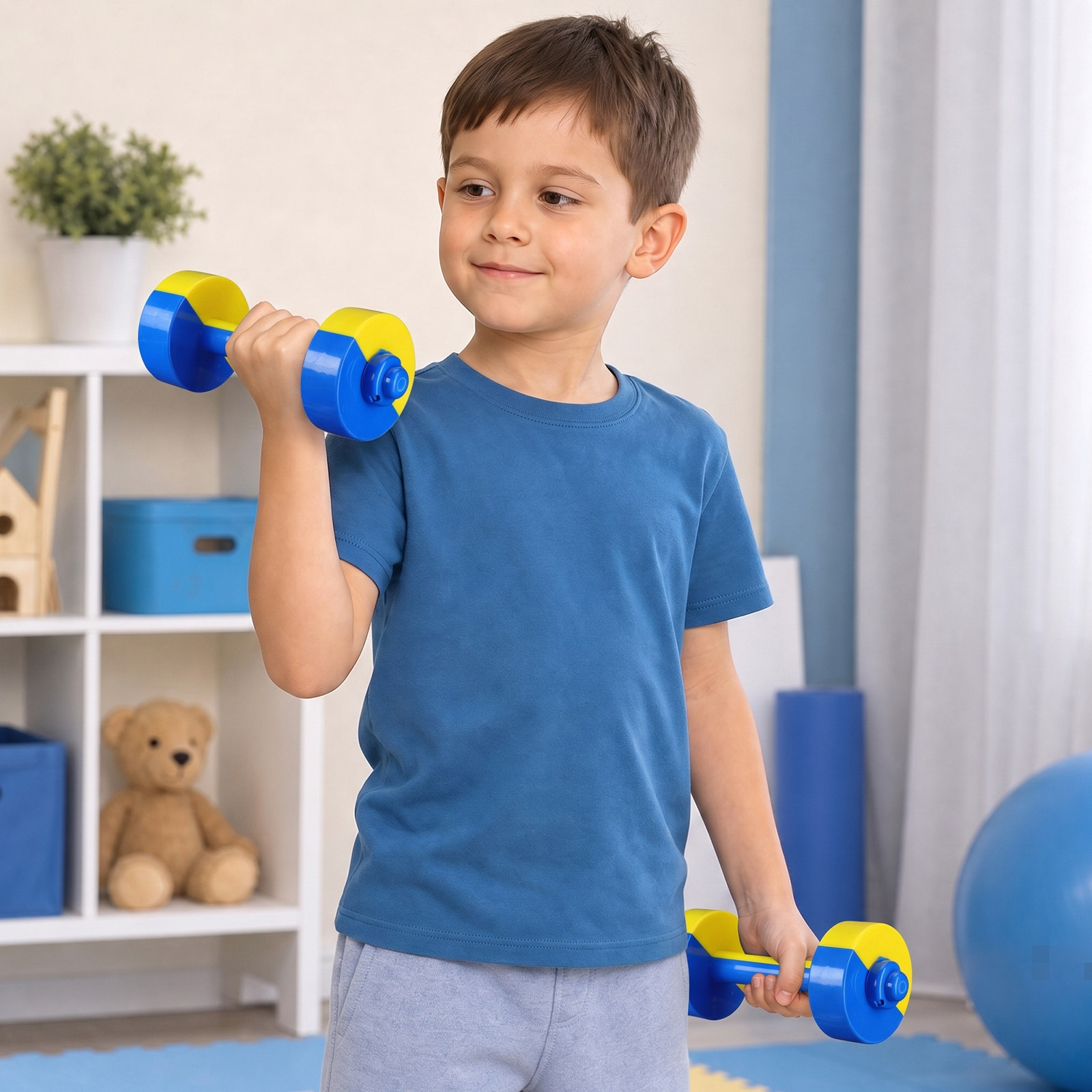1Pair Plastic Dumbbell Kids Ba - Home Gym Yellow ulasan dan harga