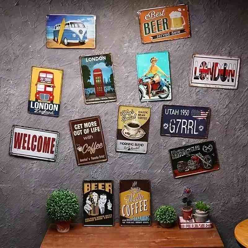 Vintage Floral Metal Sign - Ru - Home Gym In Garage ulasan dan harga
